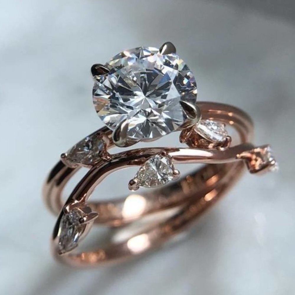 💥 Romantic Pure Gemstone Twining Vines Zircon Ring for Women, EVGG1455